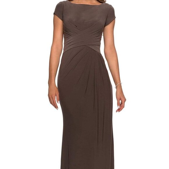 NWT La Femme 28026SC Mother of the Bride Dress Cocoa Size 4 - Picture 1 of 7